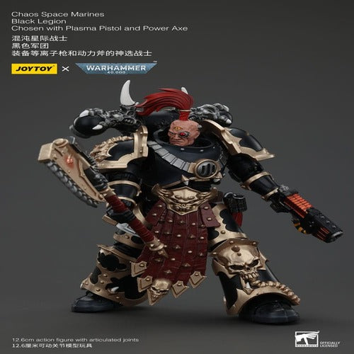 Warhammer 40k figurine Chaos Space Marines Black Legion Chosen with Plasma Pistol and Power Axe 20 cm