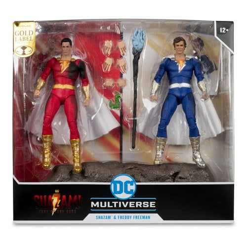 DC Multiverse Actionfiguren 2er-Pack Shazam (Battle Damage) & Freddie Freeman (Gold Label) 18 cm