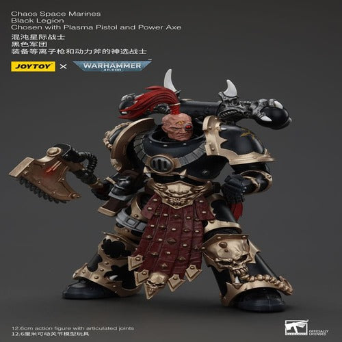 Warhammer 40k figurine Chaos Space Marines Black Legion Chosen with Plasma Pistol and Power Axe 20 cm