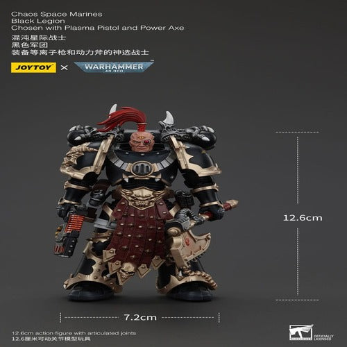 Warhammer 40k figurine Chaos Space Marines Black Legion Chosen with Plasma Pistol and Power Axe 20 cm