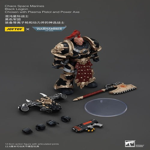 Warhammer 40k figurine Chaos Space Marines Black Legion Chosen with Plasma Pistol and Power Axe 20 cm