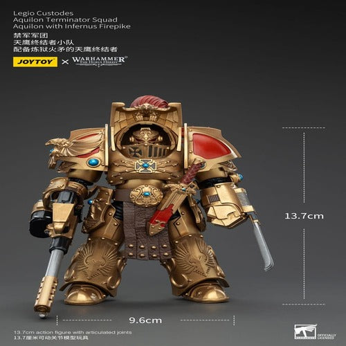 Warhammer The Horus Heresy figurine 1/18 Legio Custodes Aquilon Terminator Squad Aquilon with Infernus Firepike 14 cm