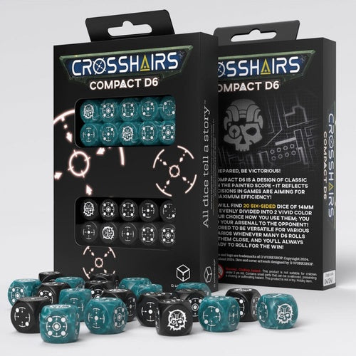 Crosshairs Compact D6 pack dés Stormy&Black (20)