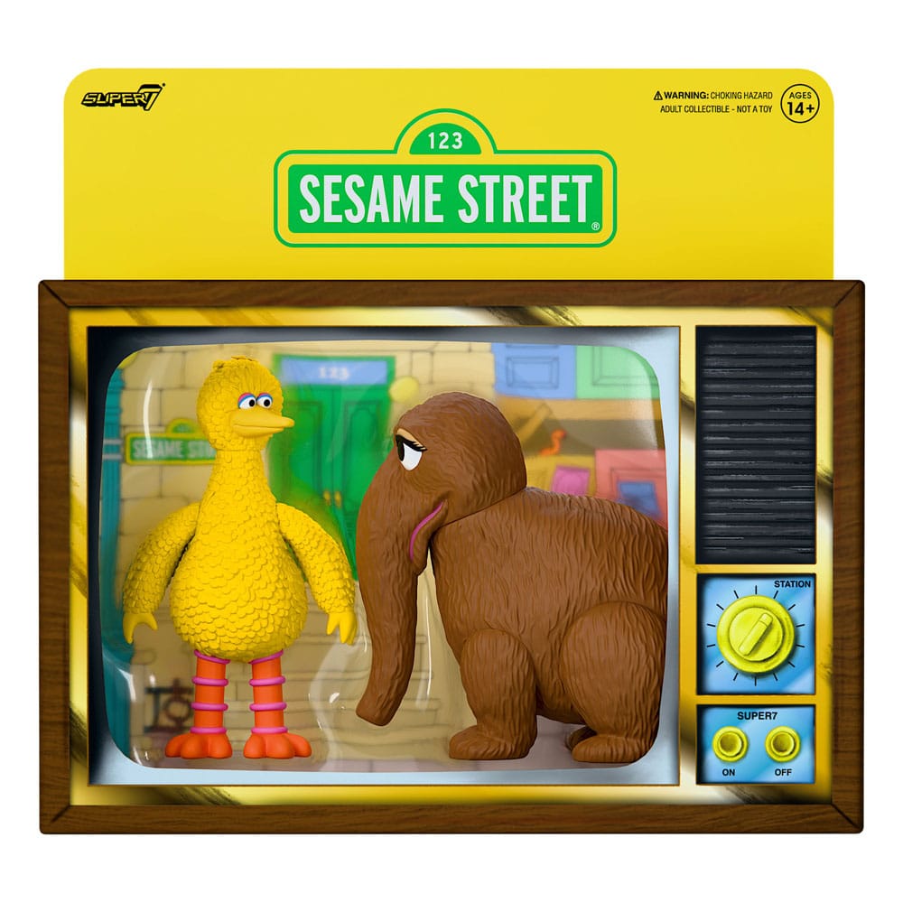1, Rue Sésame pack 2 figurines ReAction Big Bird and Mr. Snuffleupagus 10 cm