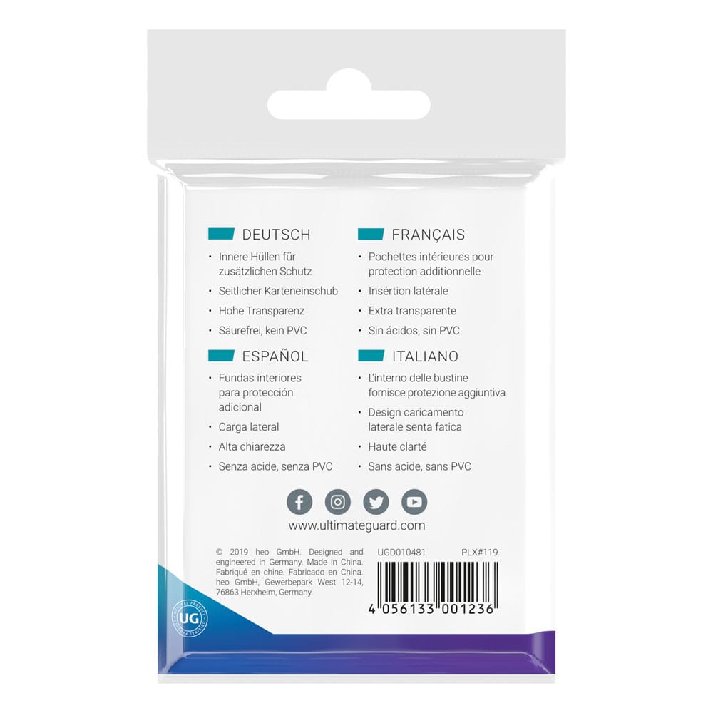 Ultimate Guard 100 pochettes Side-Loading Precise-Fit Sleeves format japonais Transparent