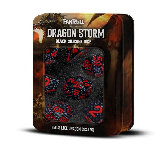 Dragon Storm Sharp Edge Silicone Würfel Set Black Dragon Scales (7)