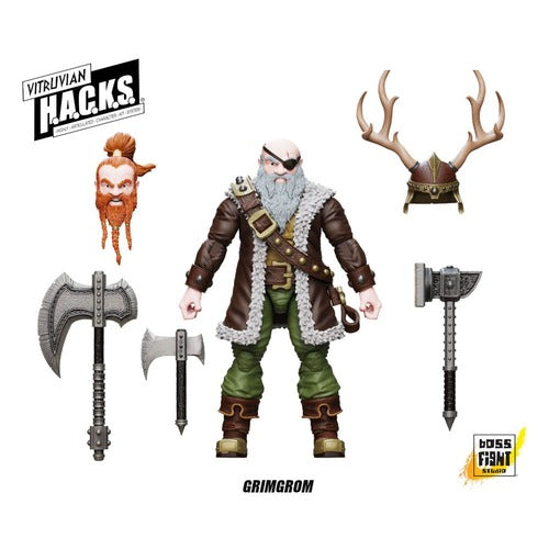Vitruvian H.A.C.K.S. figurine Dwarf Mercenary Grimgrom