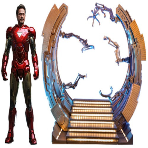 Les Avengers figurine Movie Masterpiece Diecast 1/6 Iron Man Mark VI (2.0) with Suit-Up Gantry 32 cm