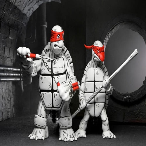 Tortues Ninja (Mirage Comics) pack 2 figurines Black and White First Turtles 18 cm