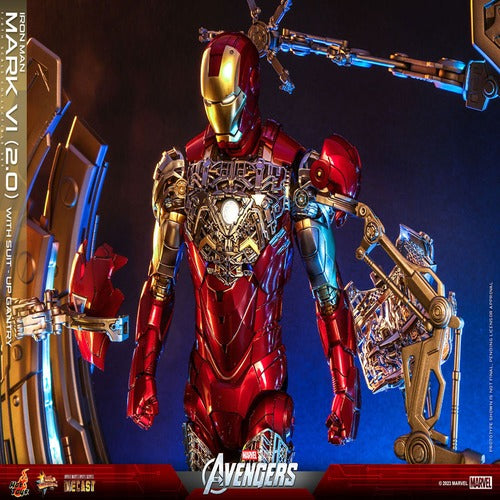 Les Avengers figurine Movie Masterpiece Diecast 1/6 Iron Man Mark VI (2.0) with Suit-Up Gantry 32 cm
