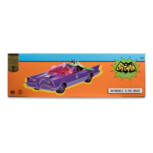 DC Retro figurine avec voiture Batman 66 Batmobil with Joker (Gold Label)