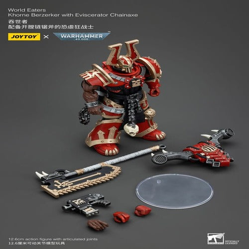 Warhammer 40k figurine 1/18 World Eaters Khorne Berzerker with Eviscerator Chainaxe 13 cm