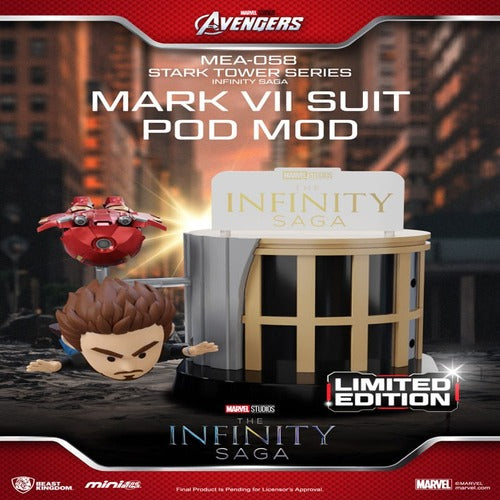 Marvel Mini Egg Attack Figuren The Infinity Saga Stark Tower series Tony Stark & Mark VII suit pod mod 12 cm