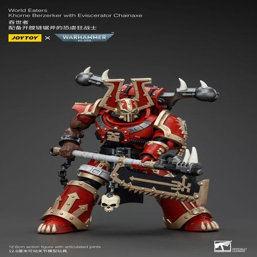 Warhammer 40k figurine 1/18 World Eaters Khorne Berzerker with Eviscerator Chainaxe 13 cm