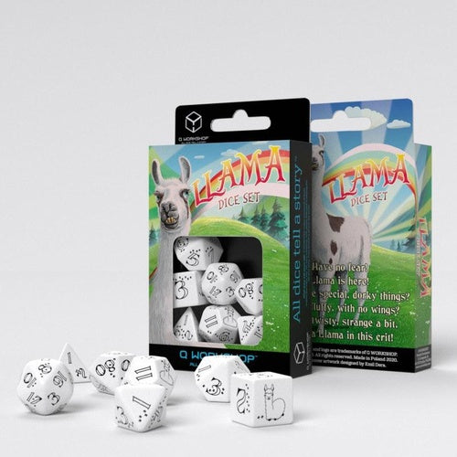 Bright Llama pack dés blanc et noir (7)