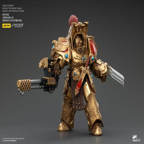 Warhammer The Horus Heresy figurine 1/18 Legio Custodes Aquilon Terminator Squad Aquilon with Infernus Firepike 14 cm