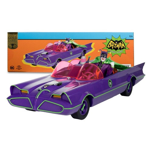 DC Retro figurine avec voiture Batman 66 Batmobil with Joker (Gold Label)