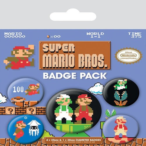 Super Mario Bros. pack 5 badges