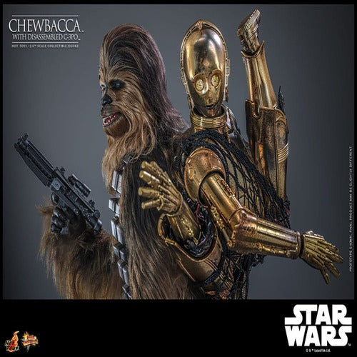 Star Wars Episode V figurine Movie Masterpiece 1/6 Chewbacca with Disassembled C-3PO 36 cm