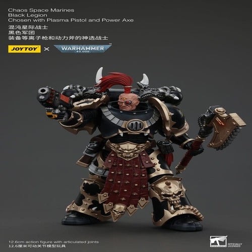 Warhammer 40k figurine Chaos Space Marines Black Legion Chosen with Plasma Pistol and Power Axe 20 cm