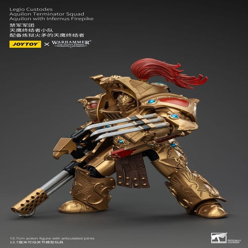 Warhammer The Horus Heresy figurine 1/18 Legio Custodes Aquilon Terminator Squad Aquilon with Infernus Firepike 14 cm