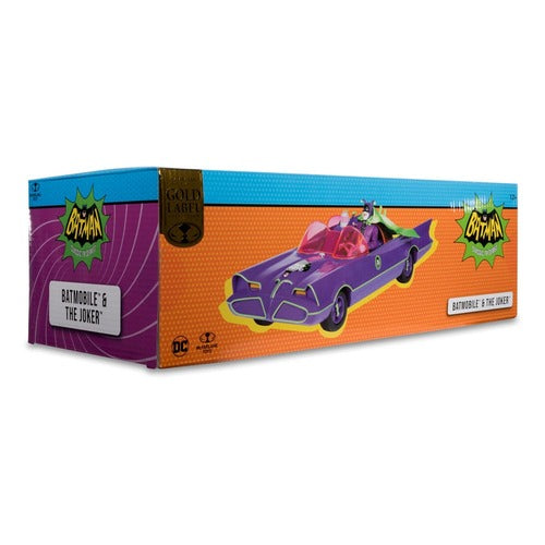 DC Retro figurine avec voiture Batman 66 Batmobil with Joker (Gold Label)