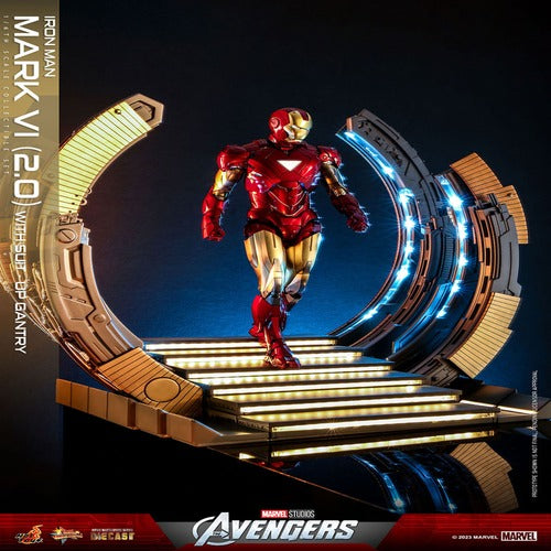 Les Avengers figurine Movie Masterpiece Diecast 1/6 Iron Man Mark VI (2.0) with Suit-Up Gantry 32 cm