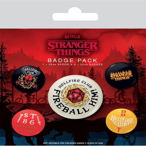 Stranger Things 4 pack 5 badges Hellfire Club