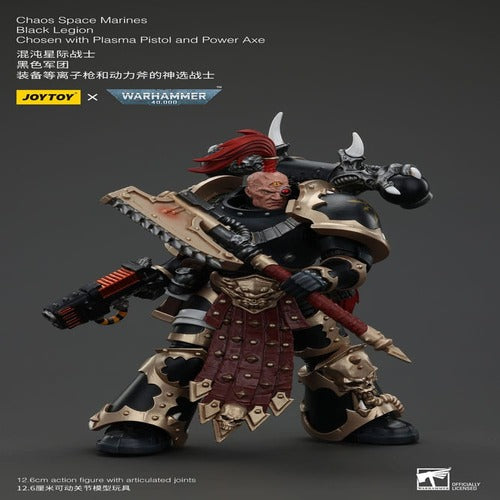 Warhammer 40k figurine Chaos Space Marines Black Legion Chosen with Plasma Pistol and Power Axe 20 cm
