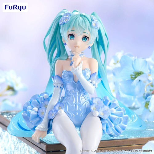 Hatsune Miku statuette PVC Noodle Stopper Flower Fairy Nemophila Pail Blue Color Ver. 15 cm