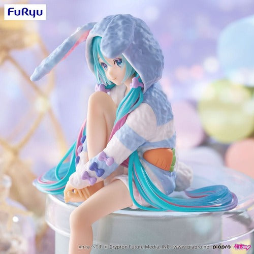 Hatsune Miku statuette PVC Noodle Stopper Hatsune Miku Rabbit Ear Hood Pajama Blue Color Ver. 14 cm