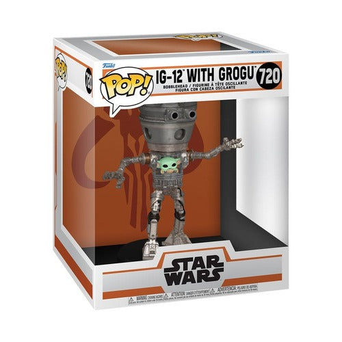 Star Wars: The Mandalorian POP! Deluxe Vinyl bobblehead figurine IG-12 with Grogu 17 cm