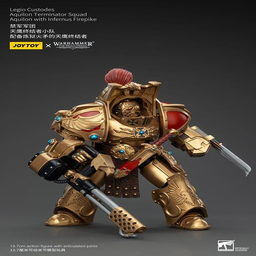 Warhammer The Horus Heresy figurine 1/18 Legio Custodes Aquilon Terminator Squad Aquilon with Infernus Firepike 14 cm
