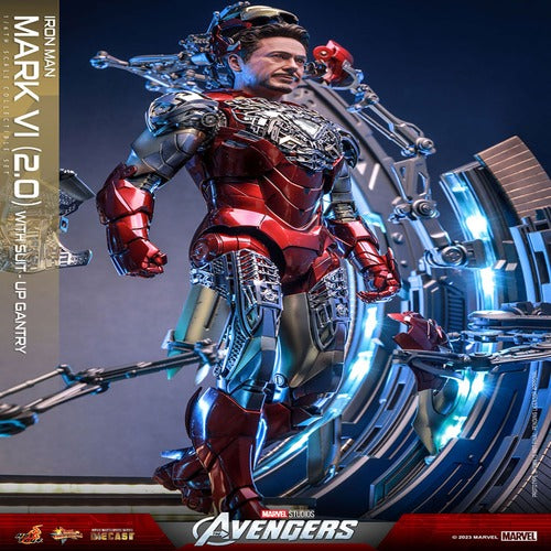 Les Avengers figurine Movie Masterpiece Diecast 1/6 Iron Man Mark VI (2.0) with Suit-Up Gantry 32 cm