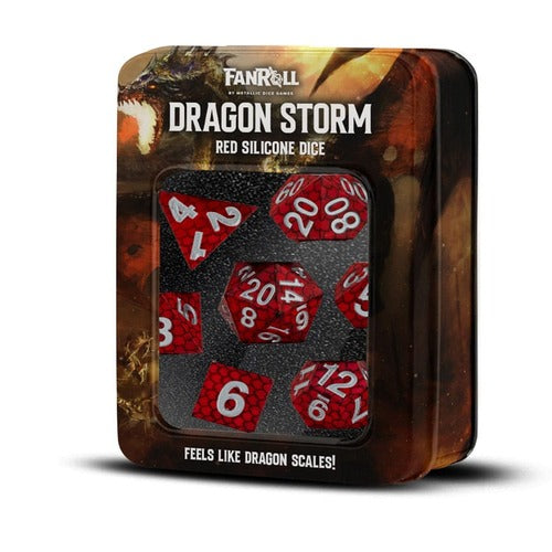 Dragon Storm Sharp Edge Silicone Würfel Set Red Dragon Scales (7)