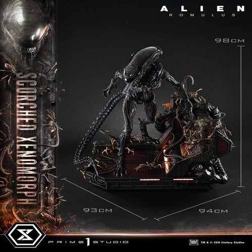 Alien: Romulus statuette Museum Masterline XL 1/3 Scorched Xenomorph Deluxe Bonus Version 98 cm