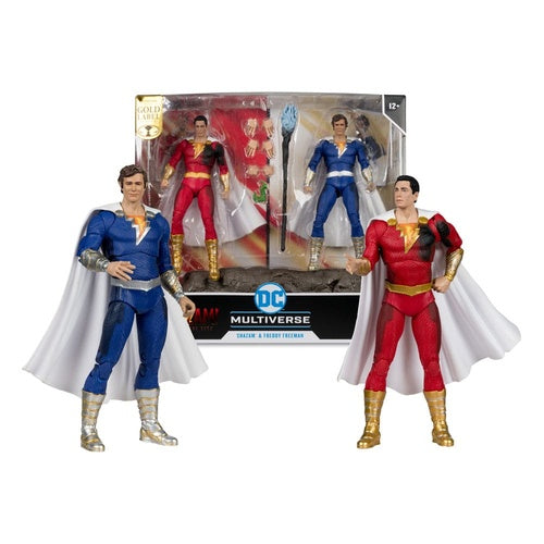 DC Multiverse Actionfiguren 2er-Pack Shazam (Battle Damage) & Freddie Freeman (Gold Label) 18 cm