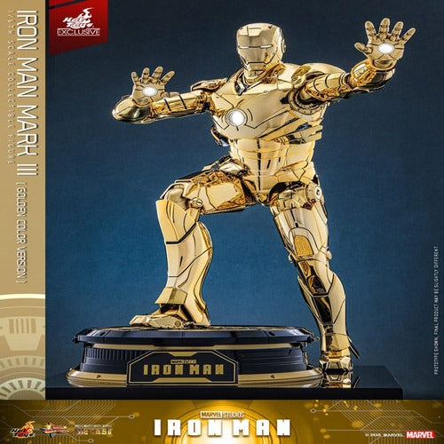 Iron Man figurine Movie Masterpiece Diecast 1/6 Iron Man Mark III (Gold Color Version)  Hot Toys Exclusive 33 cm