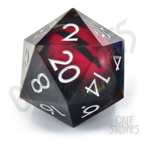 CritStones Liquid Core Würfel D20 Crimson Watcher 5 cm