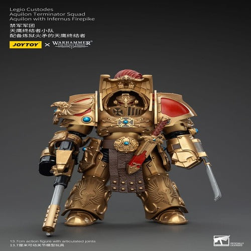 Warhammer The Horus Heresy figurine 1/18 Legio Custodes Aquilon Terminator Squad Aquilon with Infernus Firepike 14 cm