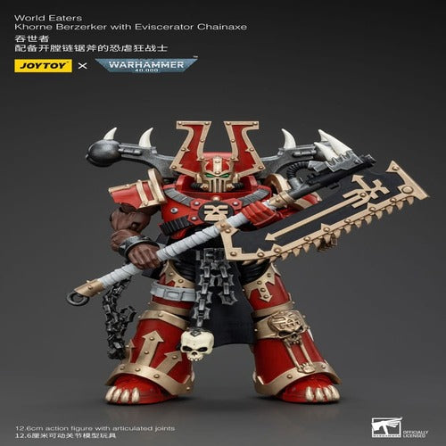 Warhammer 40k figurine 1/18 World Eaters Khorne Berzerker with Eviscerator Chainaxe 13 cm