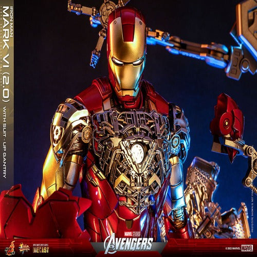 Les Avengers figurine Movie Masterpiece Diecast 1/6 Iron Man Mark VI (2.0) with Suit-Up Gantry 32 cm