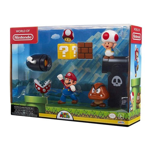 World of Nintendo pack 5 figurines New Super Mario Bros. U Acorn Plains 6 cm