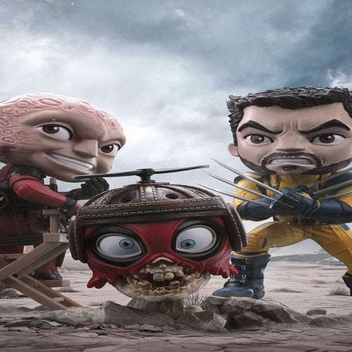 Deadpool & Wolverine Mini Co. PVC Figur Deadpool and Wolverine set Unmasked 14 cm