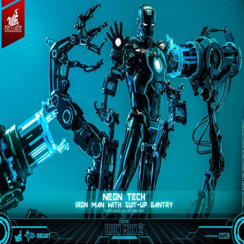 Iron Man 2 figurine 1/6 Neon Tech Iron Man with Suit-Up Gantry 32 cm
