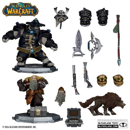 World of Warcraft PVC Statuen 2er-Pack 1/12 Dwarf Hunter: Beast Master & Pandaren: Monk (Gold Label) 15 cm