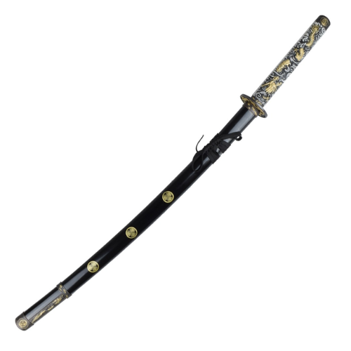 Katana – Lame Dorée & Dragon Sculpté – Réplique Décorative