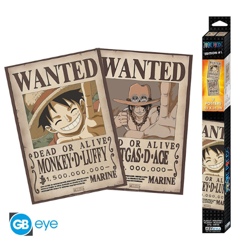 ONE PIECE Set 2 Chibi Posters Wanted Luffy & Ace