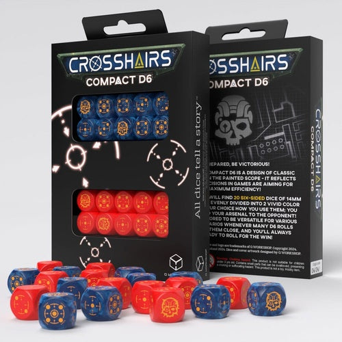 Crosshairs Compact D6 pack dés Cobalt&Red (20)