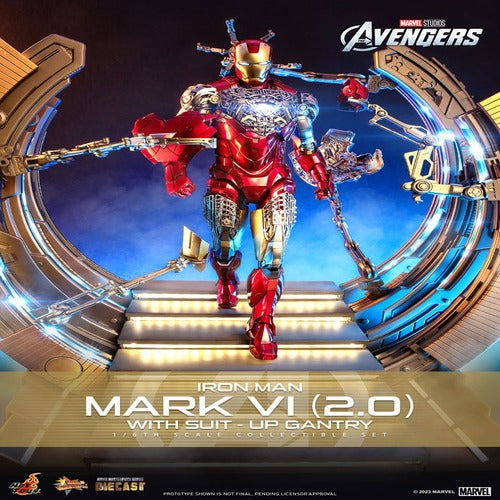 Les Avengers figurine Movie Masterpiece Diecast 1/6 Iron Man Mark VI (2.0) with Suit-Up Gantry 32 cm